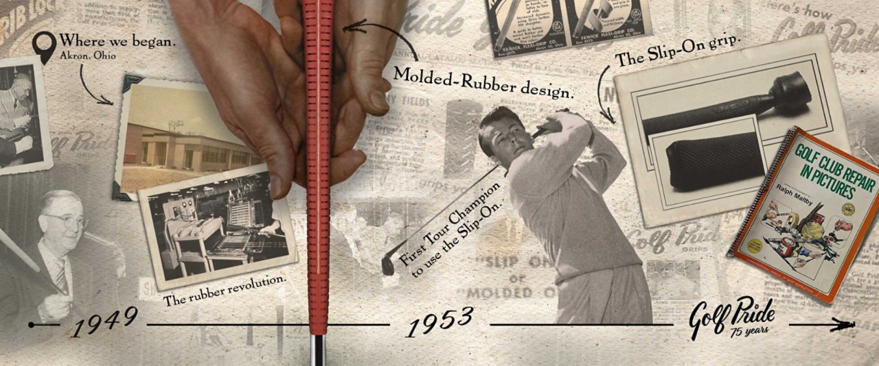 Molded rubber design and first slip on grip