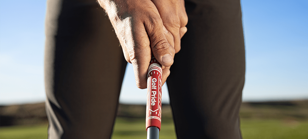 Close up of man's hands squaring up on grip