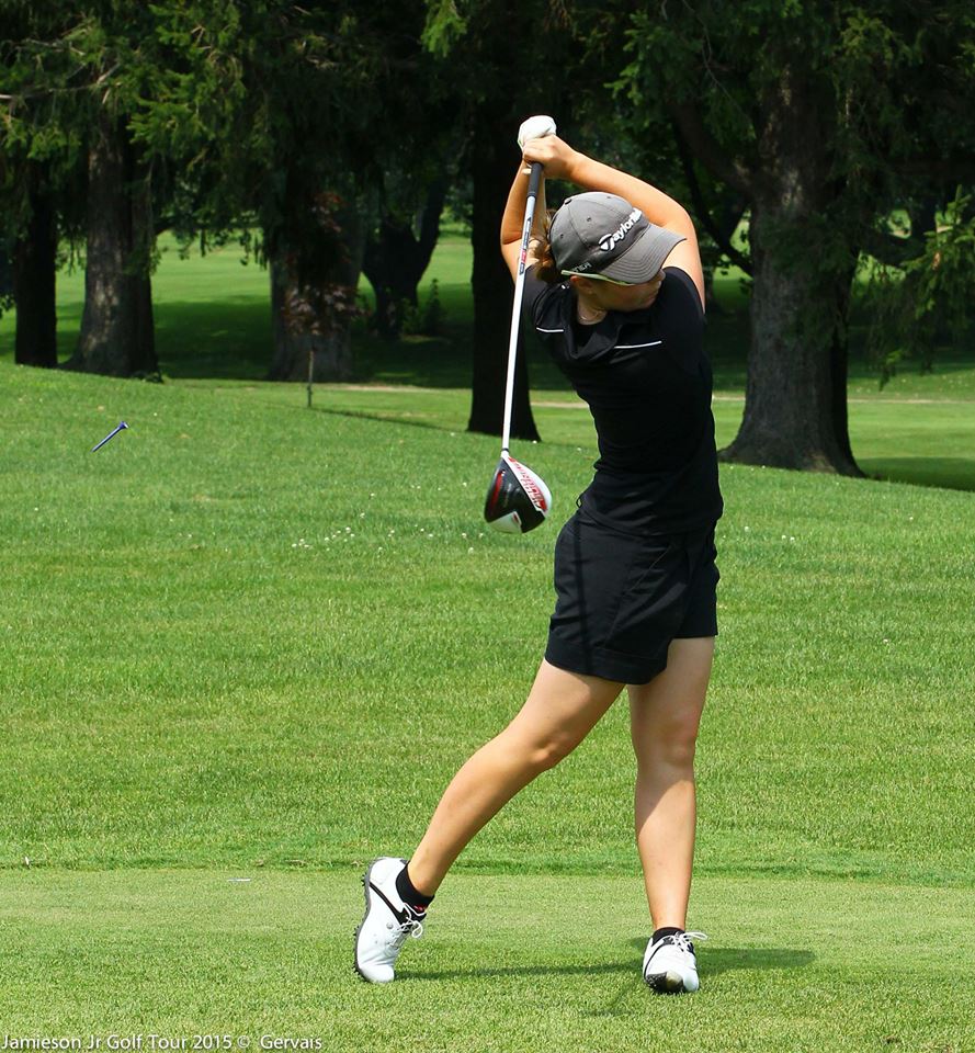 golf pride's sara holland swings a golf club