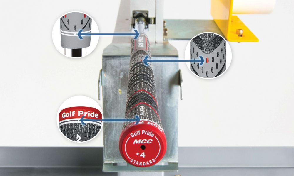 infographic showing three installation marks on the front of align grips