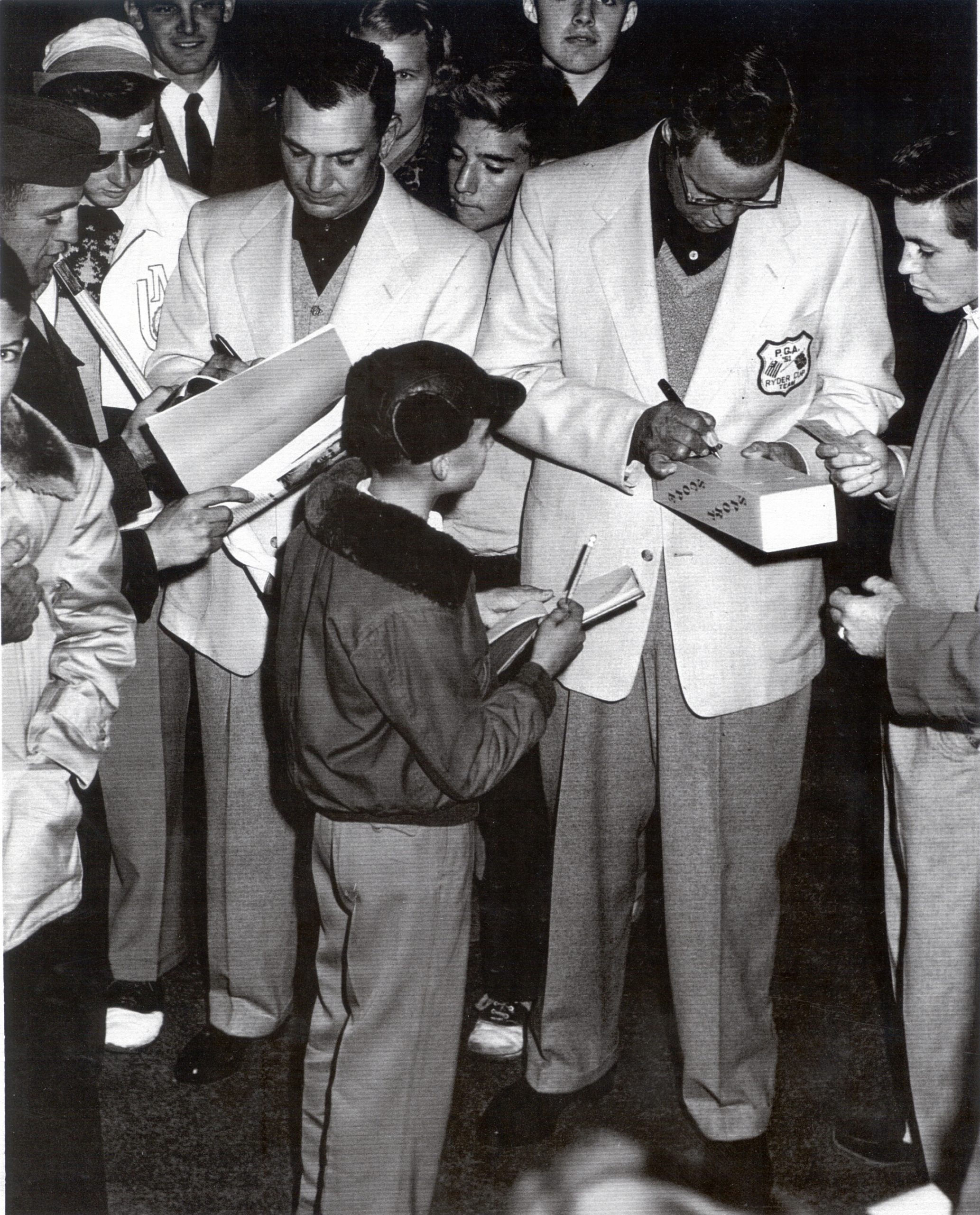 Skip Alexander & Ben Hogan Signing Autographs After 1951 Ryder Cup